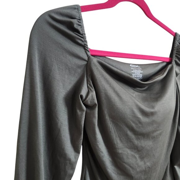 OGL MOVE Light Thermal Tencel Square Puff Sleeves Brami Top Forest Olive Green S - Picture 7 of 10